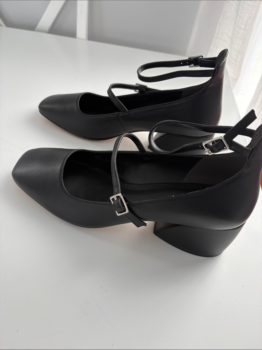 Lisavicky Black Square-Toe Mary Jane Slingback Heels